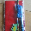 Red Notebook Green Flowers Pencil Stacker Crayon Horizontal Lines Neck Pen and Green Croc Eraser Set