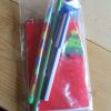Red Notebook Green Football Pencil Stacker Crayon Striped Neck Pen and Christmas Tree Eraser Set