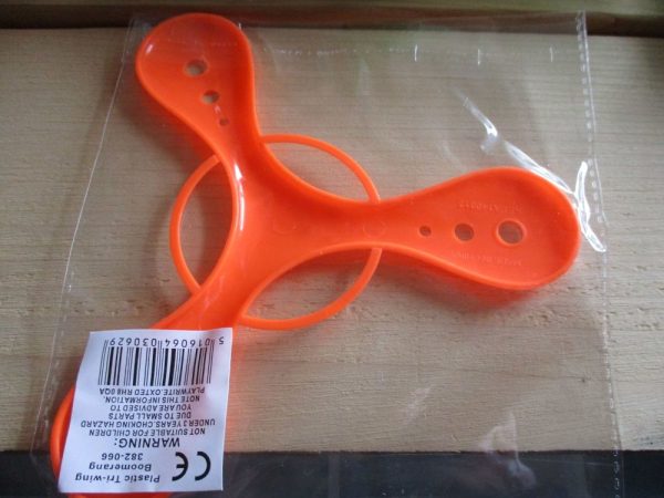 Orange Plastic Tri-Wing Boomerang - Playwrite - Image 2