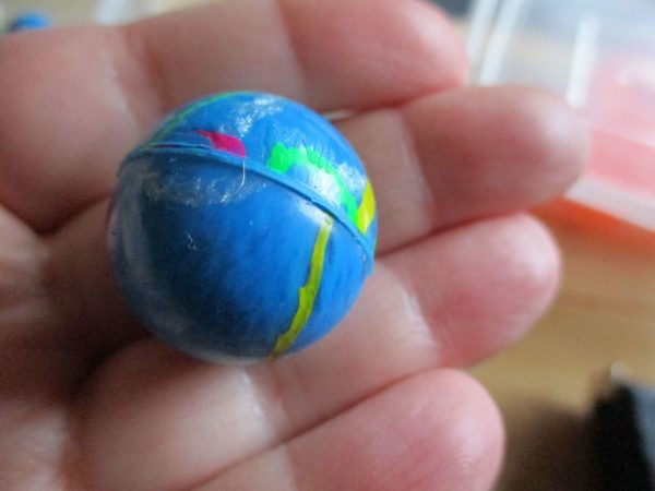 27mm Blue Thin Stripes style Jet Ball Bouncy Toy - Sturdy Rubber - Image 4