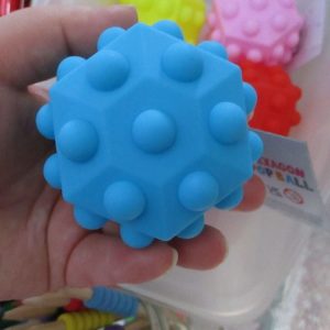 Hollow Blue Hexagonal Sensory Pop Ball Toy - Hoot