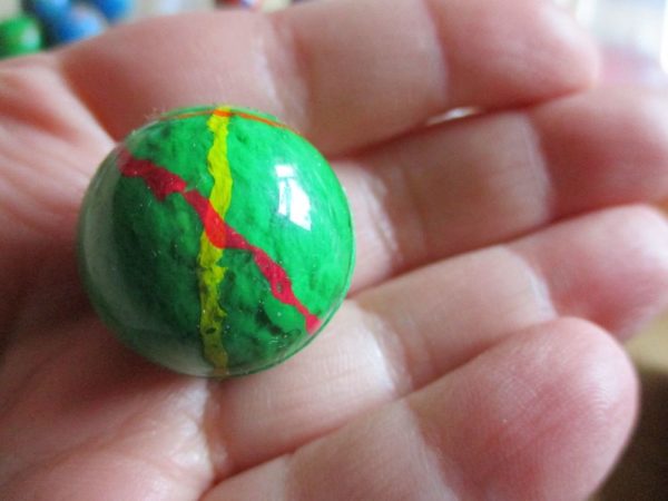 27mm Green Thin Stripes style Jet Ball Bouncy Toy - Sturdy Rubber - Image 5