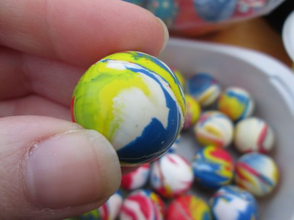 27mm Red Blue White Yellow Random Marbelised style Jet Ball Bouncy Toy - Sturdy Rubber - Image 2