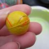 27mm Yellow Thin Stripes style Jet Ball Bouncy Toy - Sturdy Rubber - Image 2