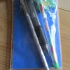 Blue Notebook Silver Holographic Pencil Stacker Crayon 4-click Pen and Croc Eraser Set