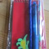 Red Notebook Blue Holographic Pencil Stacker Crayon 4-click Pen and Croc Eraser Set