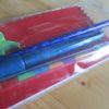 Red Notebook Blue Holographic Pencil Stacker Crayon 4-click Pen and Croc Eraser Set - Image 3