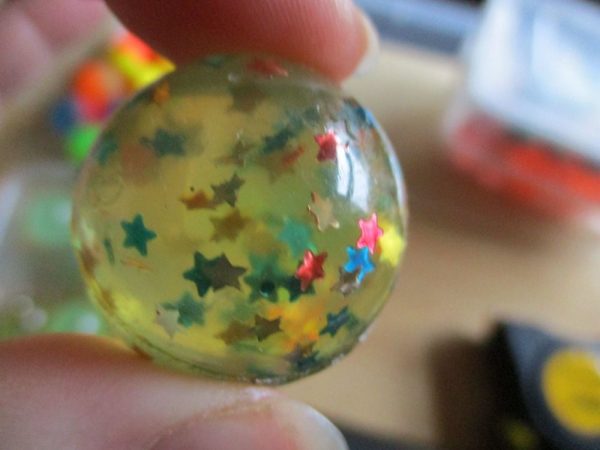 32mm Multicolour Star Filled Clear style Jet Ball Bouncy Toy - Sturdy Rubber