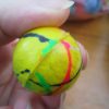 32mm Yellow Thin Stripes style Jet Ball Bouncy Toy - Sturdy Rubber - Image 2