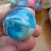 32mm Blue White Swirls style Jet Ball Bouncy Toy - Sturdy Rubber