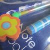 Dark Blue Notebook Blue Football Pencil Stacker Crayon Blue Horizontal Lines Neck Pen and Orange Flower Eraser Set - Image 4