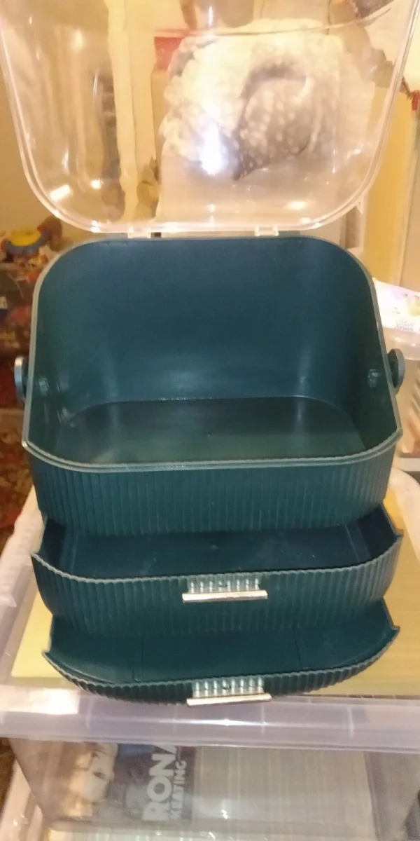 Plastic Cosmetic Storage Caddy With Drawers And Handle - Image 4