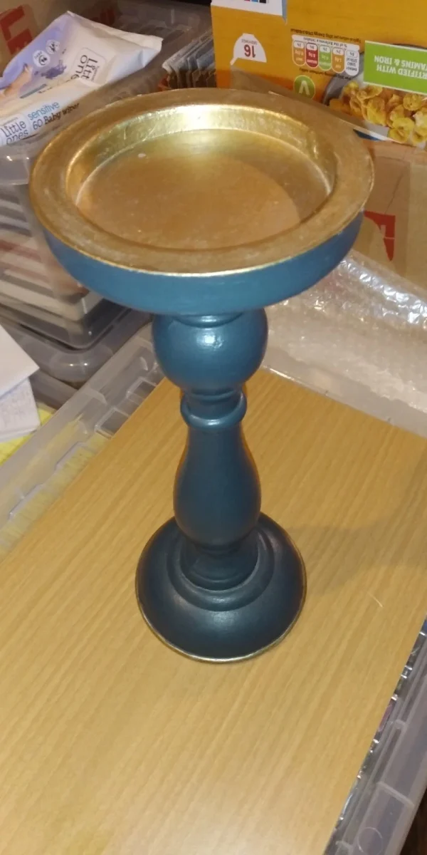 Pillar Candle Stick - Plaster Not Wood. 27cm Tall. - Image 2