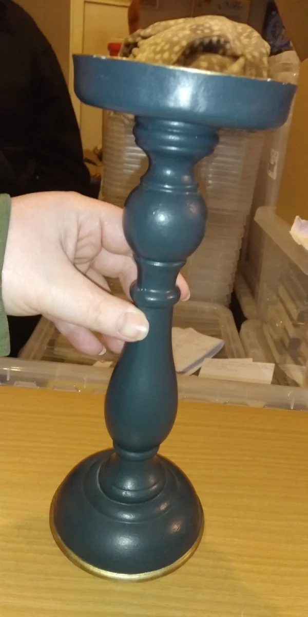 Pillar Candle Stick - Plaster Not Wood. 27cm Tall. - Image 4