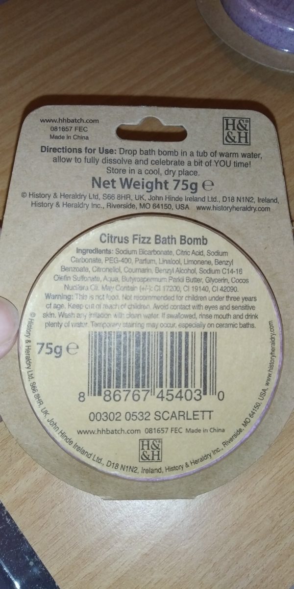 Scarlett's Citrus Fizz Bath Bomb - History and Heraldry Ltd - Image 6
