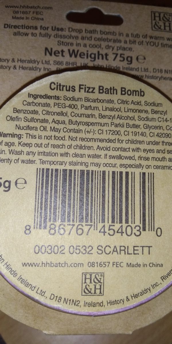 Scarlett's Citrus Fizz Bath Bomb - History and Heraldry Ltd - Image 5