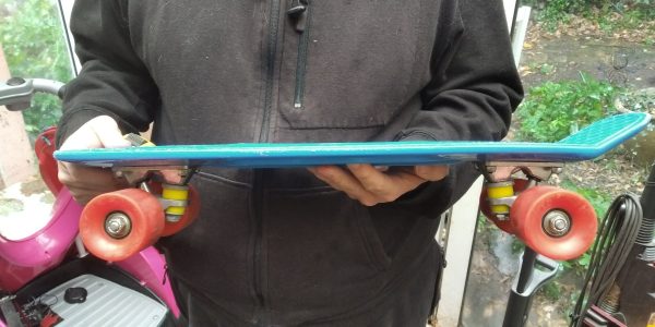 Slender Blue Plastic Kick Board Skateboard 22.5" X 6"