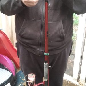 Shakespeare Firebird 7' Telescopic Fishing Rod & Reel- Black/Red (01E12BJ) Used
