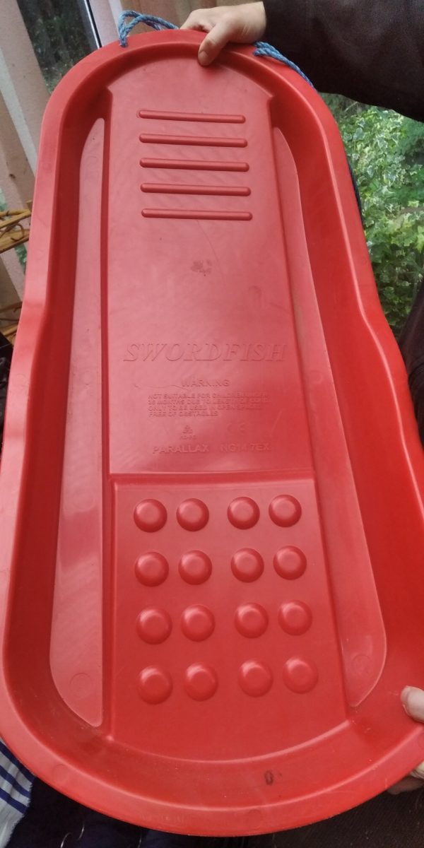 Red Plastic Swordfish Tobogan Sledge Sled Kids Outdoor Fun Pull Along Sit On - Image 2