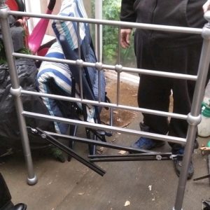 Single Bed Sized Solid Heavy Metal Headboard With Extension Leg Support