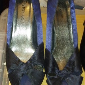 Spot On Women's Blue Satin Peep Toe Heels Size 7 - Used vgc