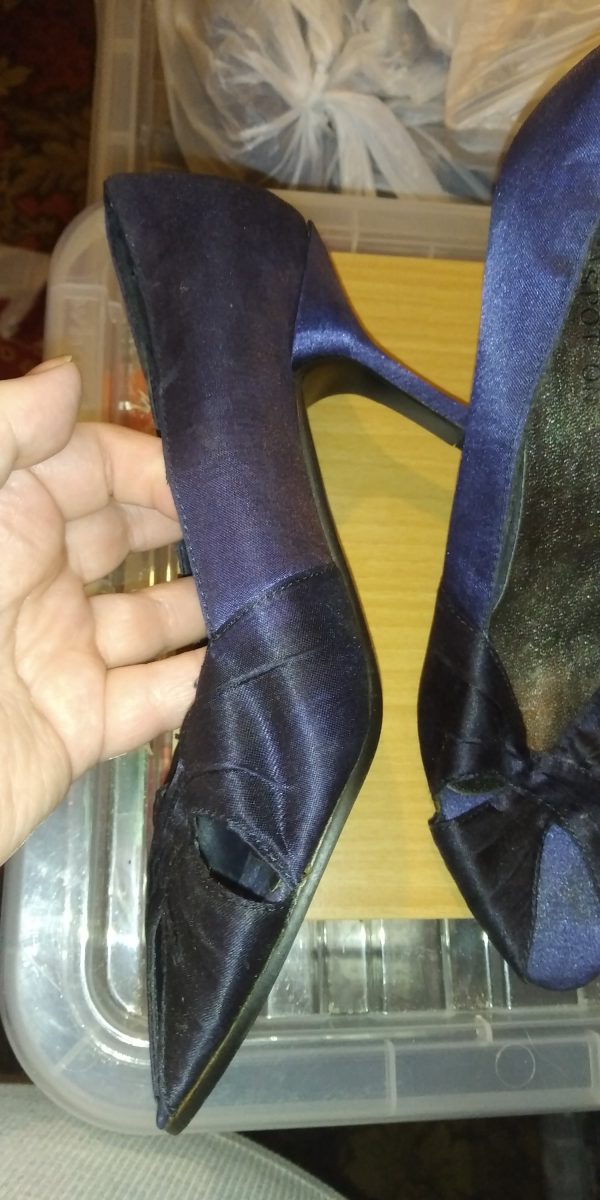 Spot On Women's Blue Satin Peep Toe Heels Size 7 - Used vgc - Image 3