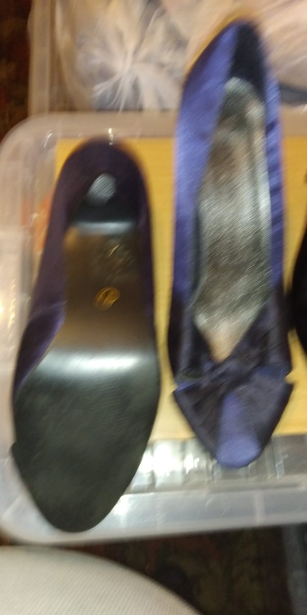 Spot On Women's Blue Satin Peep Toe Heels Size 7 - Used vgc - Image 4