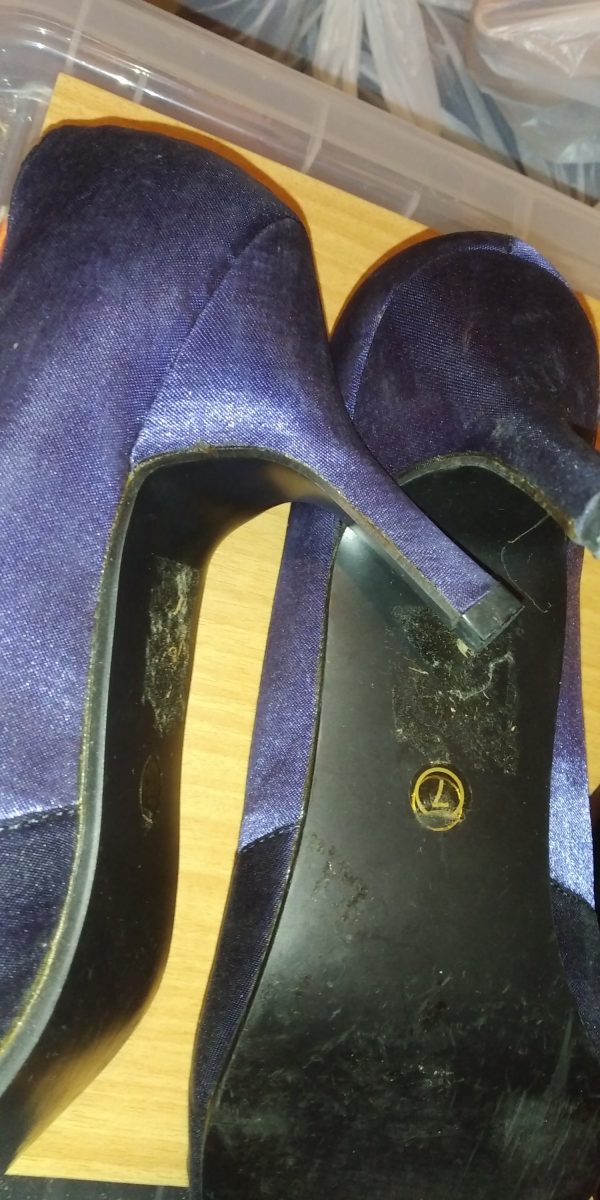 Spot On Women's Blue Satin Peep Toe Heels Size 7 - Used vgc - Image 5