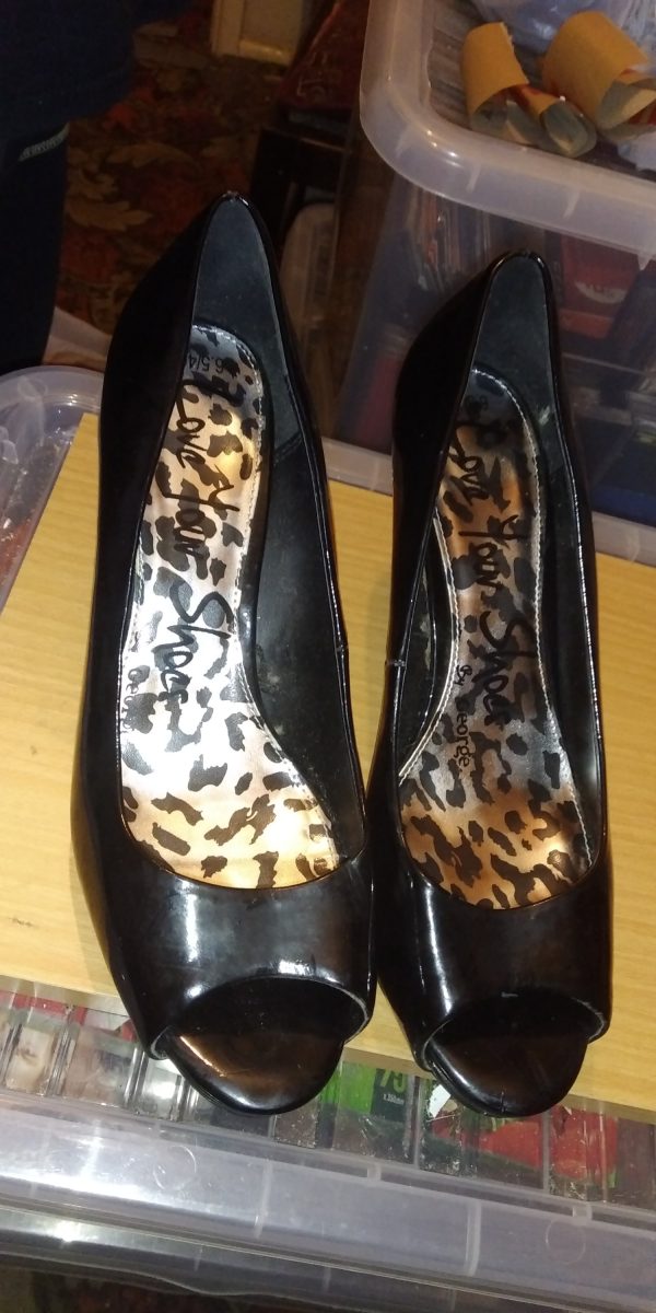 Ladies black peep toe high heel shoes size 6.5  Love your Shoes By George