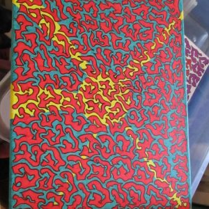 Abstract Explosion - Teal Red Yellow - Box Frame Canvas - JGPaws