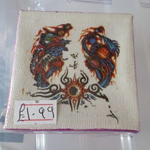 Dragon around Planets & Sun - Tiny 7cm Box Frame Canvas - JGPaws