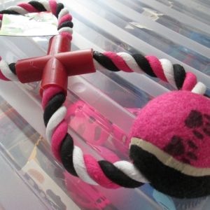 Pink White & Black - Fletchers Chase N Chew "Figure 8" Dog Tug Rope Toy