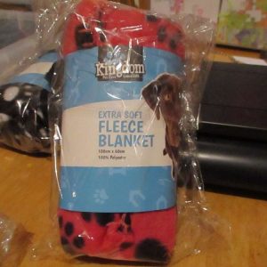 Red Paw Print Patterned - 100cm x 60cm Extra Soft Fleece Blanket for Cats / Dogs - Kingdom Pet Care Essentials