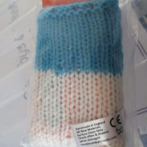 Blue / White Knitted Tissue Caddy with Tissues - Knitted By KittyMumma