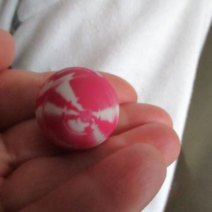 27mm Creamy White Red Swirl style Jet Ball Bouncy Toy - Sturdy Rubber
