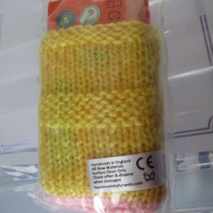 Mustard & Pink Knitted Tissue Caddy with Tissues - Knitted By KittyMumma
