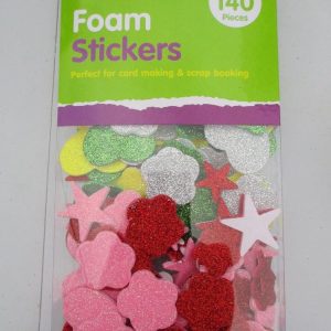 Pink / Red / Yellow / Green Shapes - Crafty Creations 140pc Foam Self Adhesive Stickers
