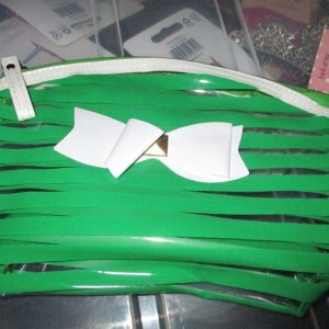 Green PVC Ribbon Detail Toiletry Cosmetics Travel Bag - Look At Me