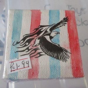 Eagle on Red White Blue - Tiny 7cm Box Frame Canvas - JGPaws