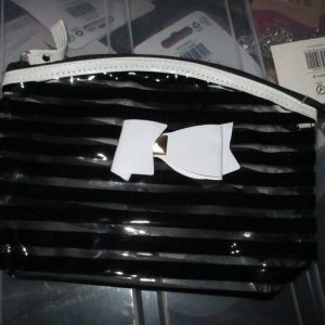 Black PVC Ribbon Detail Toiletry Cosmetics Travel Bag - Look At Me