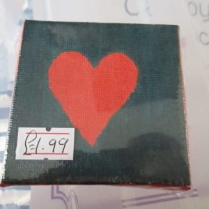 Heart on Black - Tiny 7cm Box Frame Canvas - JGPaws