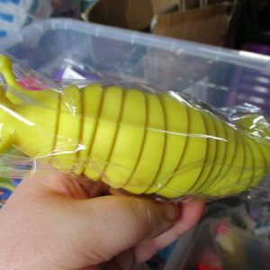 Yellow Plastic Wriggly Slug Fidget Toy Figure - Hoot
