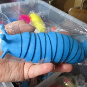 Blue Plastic Wriggly Slug Fidget Toy Figure - Hoot