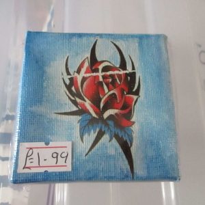 Heart on Blue - Tiny 7cm Box Frame Canvas - JGPaws