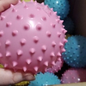 Pink Inflated 13cm Spikey Super Bouncy Balls - Hoot