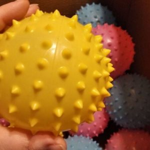 Yellow Inflated 13cm Spikey Super Bouncy Balls - Hoot