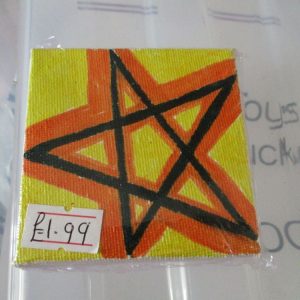 Pentacle on Yellow - Tiny 7cm Box Frame Canvas - JGPaws