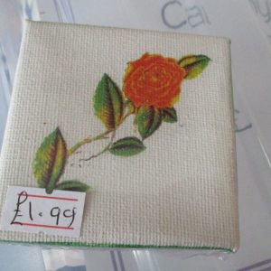 Rose with Leaves - Tiny 7cm Box Frame Canvas - JGPaws