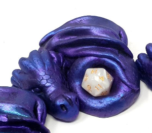 Mostly Purple with hints of Blue - Dice Dragon Ornament Decoration (W/ White Dice)