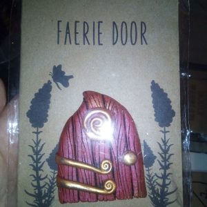 Rustic Burnished Red with Gold Swirl - Miniature Fairy Elf Door Ornament - Resin